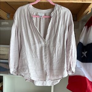 Anthropologie Women's Light Pink Linen Top